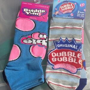 Bubble Yum & Dubble Bubble Men's Low-Cut Socks - Blue, Pink, Gray - 2 Pairs